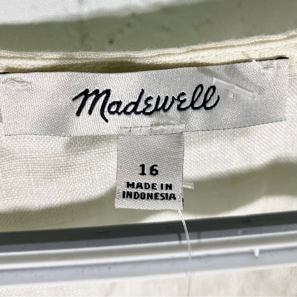 NWT Madewell natural off white linen Angel wing sleeves button front top 16 - Picture 3 of 10